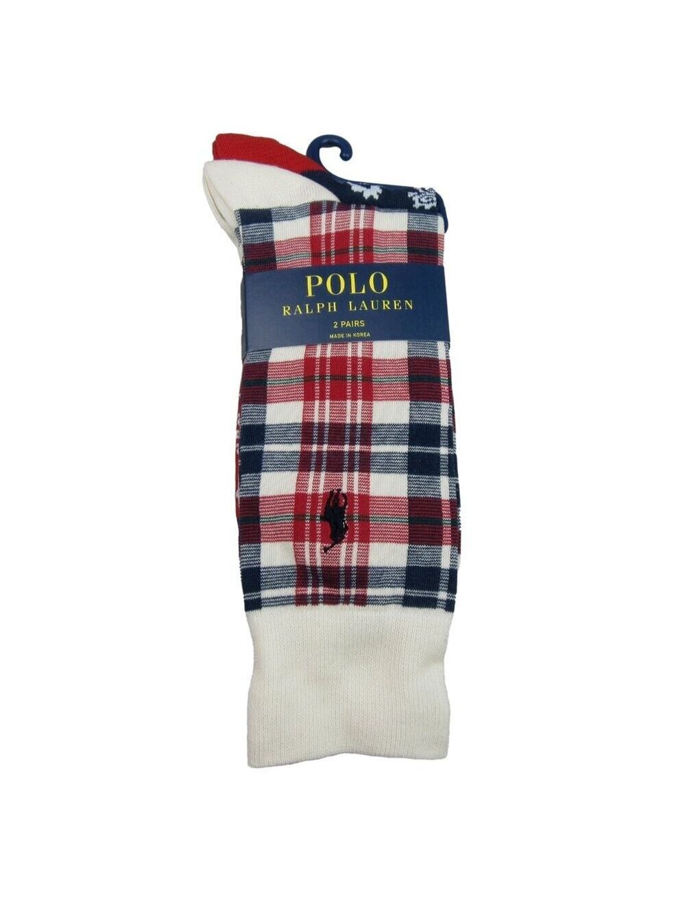 Polo Ralph Lauren Plaid & Bandana Slack Socks Men's Size 6-12.5 (2 PAIRS) NEW